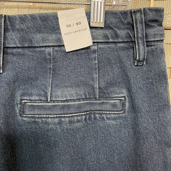 Good American 90s PLEATED TROUSER JEAN Size 10/30 Indigo Blue Denim Wide Leg NEW - Picture 6 of 12